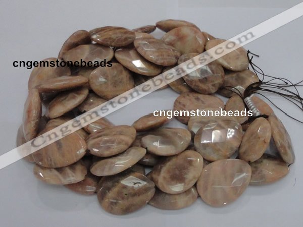 CMS57 15.5 inches 30*40mm faceted flat teardrop moonstone beads