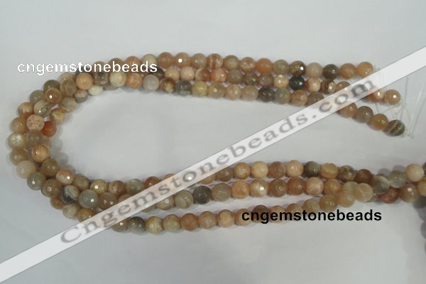 CMS571 15.5 inches 8mm faceted round moonstone beads wholesale