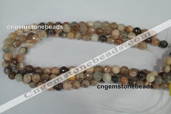 CMS572 15.5 inches 10mm faceted round moonstone beads wholesale