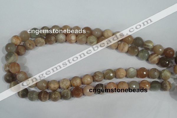 CMS573 15.5 inches 12mm faceted round moonstone beads wholesale