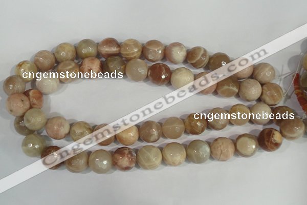 CMS574 15.5 inches 14mm faceted round moonstone gemstone beads