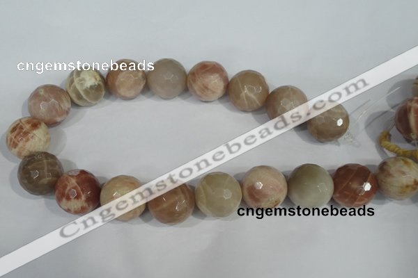 CMS578 15.5 inches 22mm faceted round moonstone beads wholesale