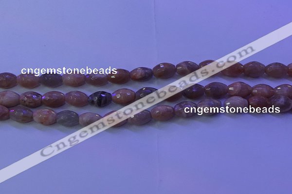 CMS582 15.5 inches 8*11mm faceted rice moonstone gemstone beads