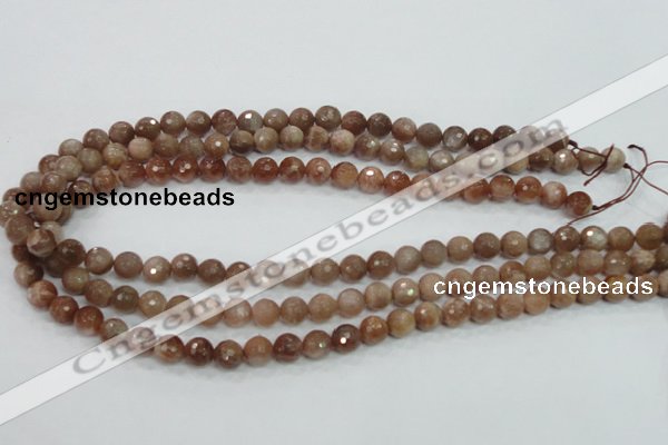 CMS59 15.5 inches 8mm faceted round moonstone gemstone beads