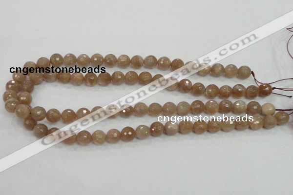 CMS60 15.5 inches 10mm faceted round moonstone gemstone beads