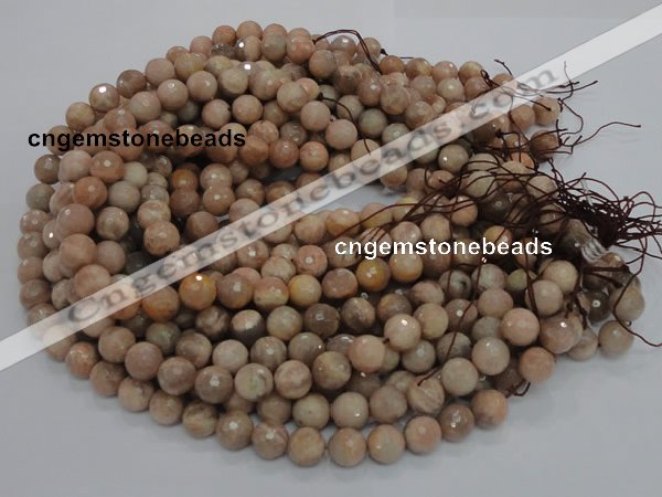 CMS61 15.5 inches 12mm faceted round moonstone gemstone beads