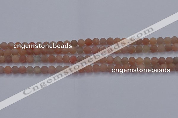 CMS610 15.5 inches 4mm round matte moonstone beads wholesale