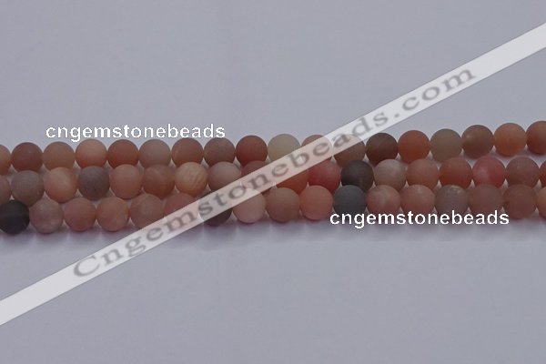 CMS613 15.5 inches 10mm round matte moonstone beads wholesale