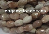 CMS70 15.5 inches 6*10mm faceted rice moonstone gemstone beads