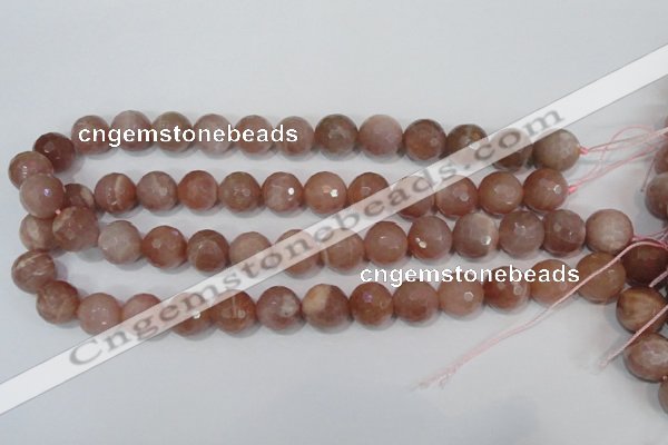 CMS767 15.5 inches 14mm faceted round natural moonstone beads