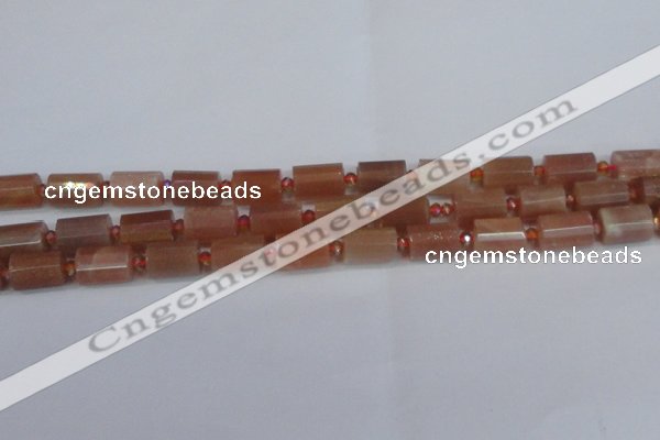 CMS773 15.5 inches 10*15mm faceted tube moonstone beads