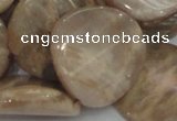 CMS80 15.5 inches 28mm twisted coin moonstone gemstone beads