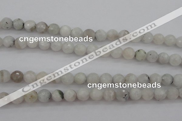 CMS802 15.5 inches 8mm faceted round white moonstone beads