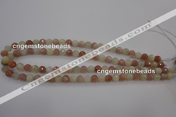 CMS871 15.5 inches 8mm faceted round moonstone gemstone beads