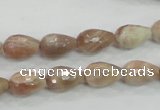 CMS88 15.5 inches 8*12mm faceted teardrop moonstone gemstone beads