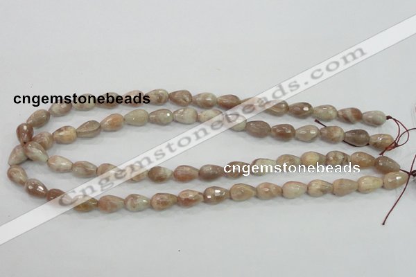 CMS88 15.5 inches 8*12mm faceted teardrop moonstone gemstone beads