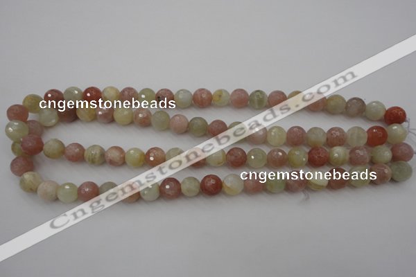 CMS880 15.5 inches 10mm faceted round moonstone gemstone beads