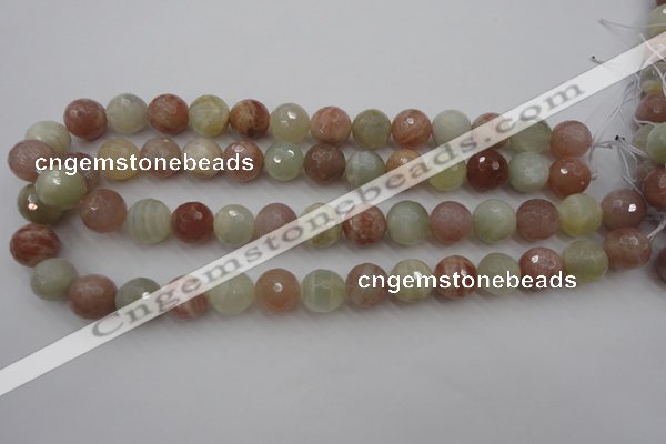 CMS882 15.5 inches 14mm faceted round moonstone gemstone beads