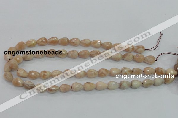 CMS89 15.5 inches 10*14mm faceted teardrop moonstone gemstone beads