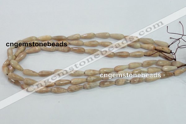 CMS90 15.5 inches 7*18mm faceted teardrop moonstone gemstone beads