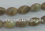 CMS92 15.5 inches 10*14mm faceted rice moonstone gemstone beads