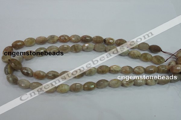 CMS92 15.5 inches 10*14mm faceted rice moonstone gemstone beads