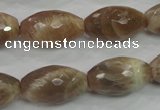 CMS93 15.5 inches 13*22mm faceted rice moonstone gemstone beads