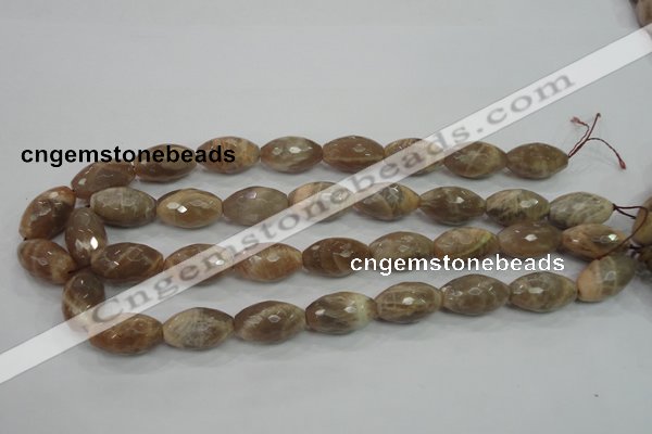 CMS93 15.5 inches 13*22mm faceted rice moonstone gemstone beads