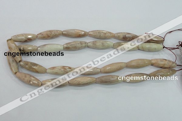 CMS95 15.5 inches 10*30mm faceted rice moonstone gemstone beads