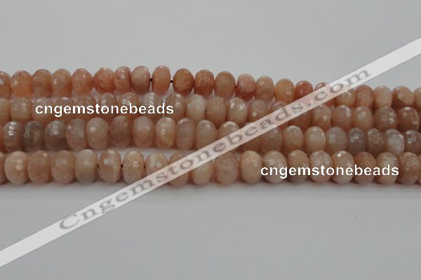 CMS951 15.5 inches 6*10mm faceted rondelle A grade moonstone beads