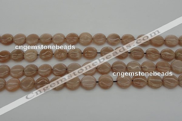 CMS957 15.5 inches 10mm flat round A grade moonstone beads