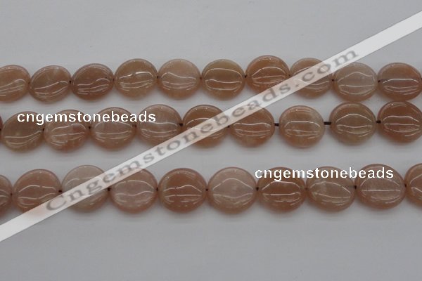 CMS959 15.5 inches 14mm flat round A grade moonstone beads