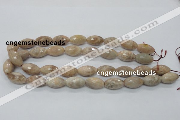 CMS96 15.5 inches 13*22mm faceted rice moonstone gemstone beads