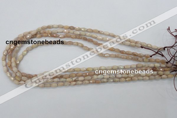 CMS99 15.5 inches 5*7mm faceted rice moonstone gemstone beads