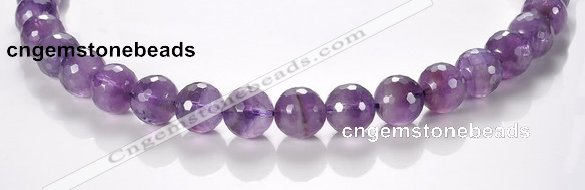 CNA08 12mm faceted round A- grade natural amethyst quartz beads