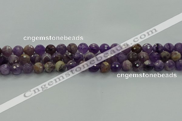 CNA1012 15.5 inches 8mm faceted round dogtooth amethyst beads