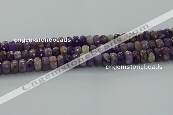 CNA1031 15.5 inches 7*12mm faceted rondelle dogtooth amethyst beads