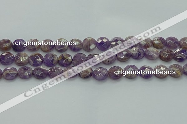 CNA1046 15.5 inches 14mm faceted coin dogtooth amethyst beads