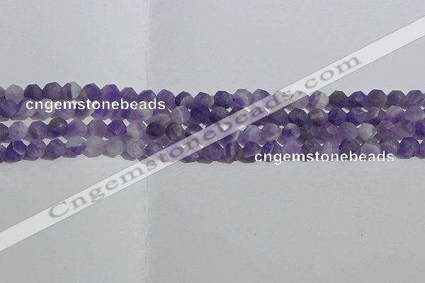 CNA1076 15.5 inches 6mm faceted nuggets matte dogtooth amethyst beads