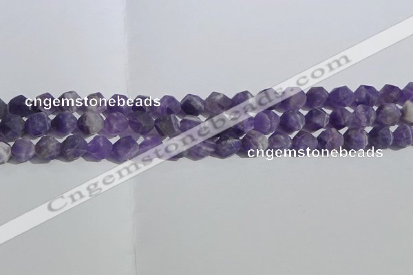 CNA1077 15.5 inches 8mm faceted nuggets matte dogtooth amethyst beads