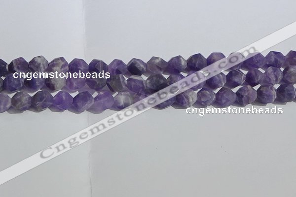 CNA1078 15.5 inches 10mm faceted nuggets matte dogtooth amethyst beads