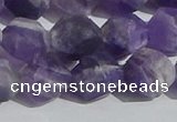 CNA1079 15.5 inches 12mm faceted nuggets matte dogtooth amethyst beads