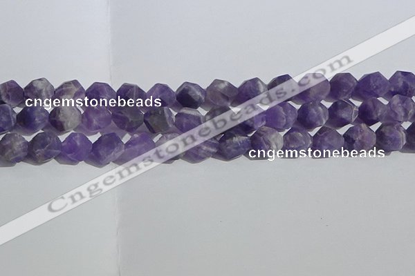 CNA1079 15.5 inches 12mm faceted nuggets matte dogtooth amethyst beads