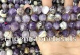 CNA1090 15.5 inches 12mm faceted round dogtooth amethyst beads