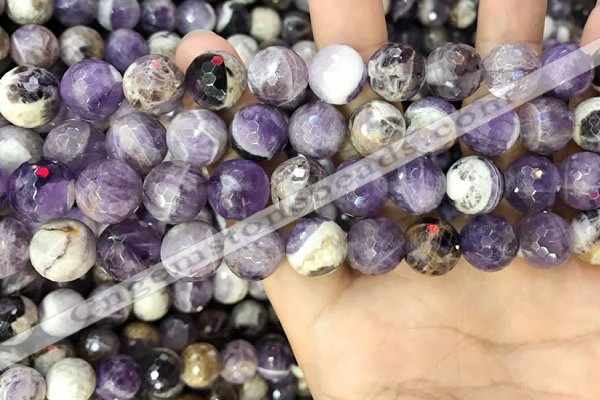 CNA1090 15.5 inches 12mm faceted round dogtooth amethyst beads