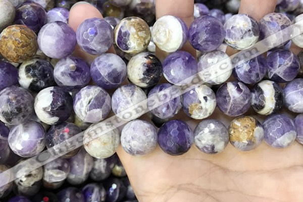 CNA1092 15.5 inches 16mm faceted round dogtooth amethyst beads