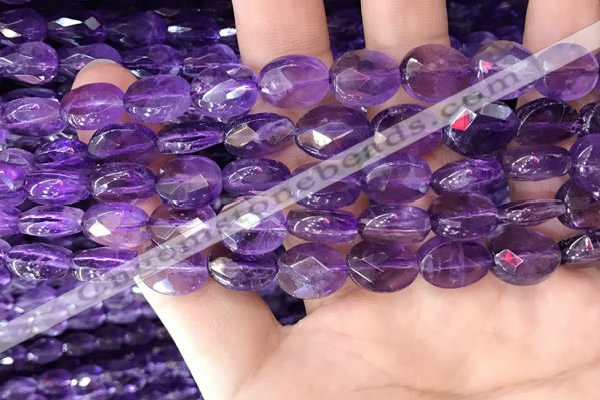 CNA1106 15.5 inches 10*12mm faceted oval amethyst gemstone beads