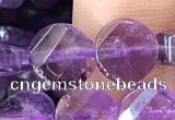 CNA1108 15.5 inches 8mm twisted & faceted coin amethyst beads