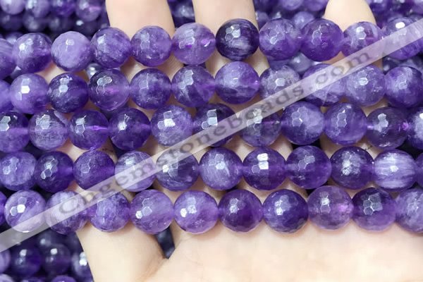 CNA1115 15.5 inches 10mm faceted round amethyst gemstone beads