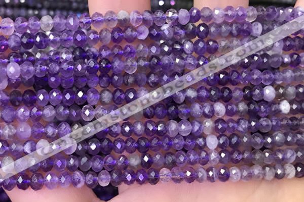 CNA1117 15.5 inches 3*4mm faceted rondelle amethyst beads wholesale